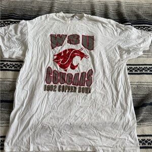 WSU Cougars White and Red Short Sleeve Tee